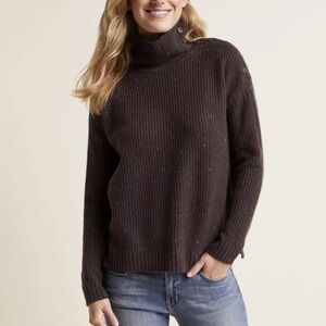 Recycled-Cashmere Button Turtleneck Sweater Garnet Hill